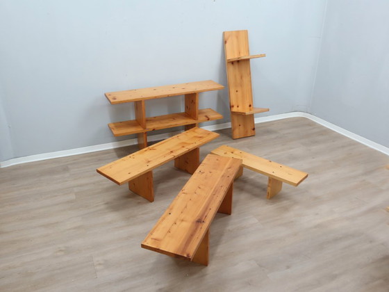 Image 1 of Libreria componibile vintage Ideal Form in legno di larice naturale anni '70