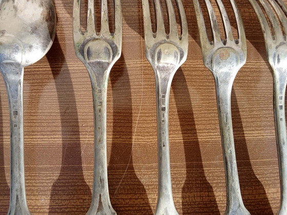 Image 1 of Ensemble Christofle ancien – Fourchettes & cuillères – Monogramme L.A 
