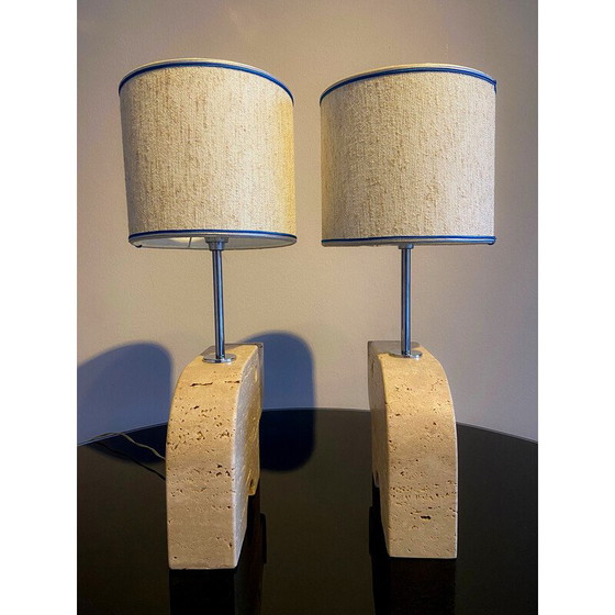 Image 1 of Vintage travertine rhinoceros table lamps by Mannelli Florence, Italy 1970