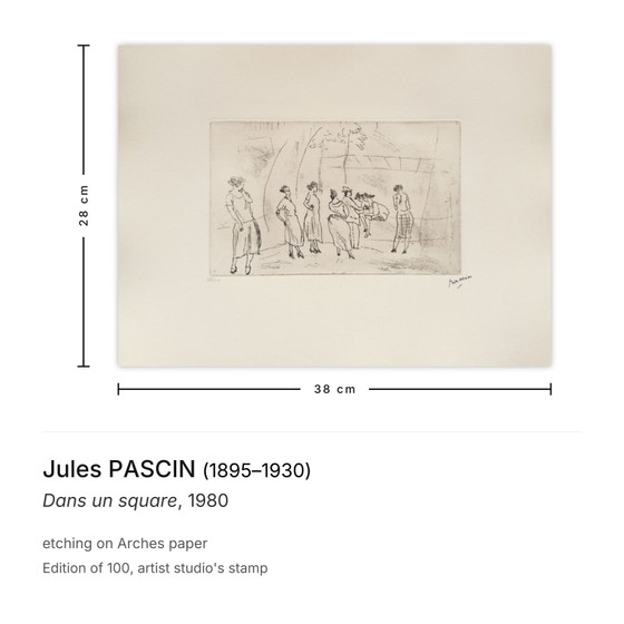 Jules Pascin Radierung Dans un Square 1980 – Lithographien & Drucke, Paper (photo 3 of 5)