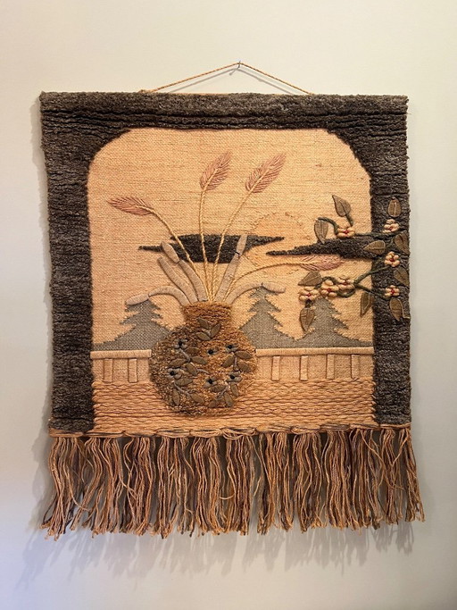 Vintage wandtapijt bohemien bloemencompositie