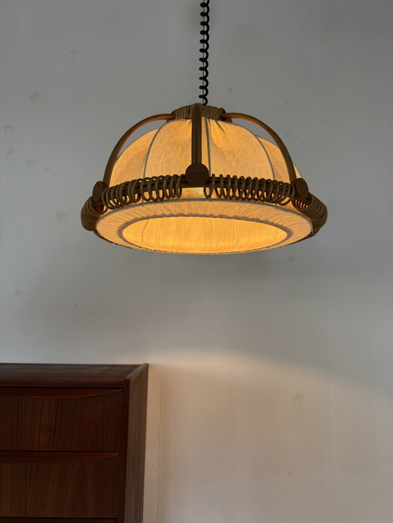 Image 1 of Suspension vintage en rotin des années 60