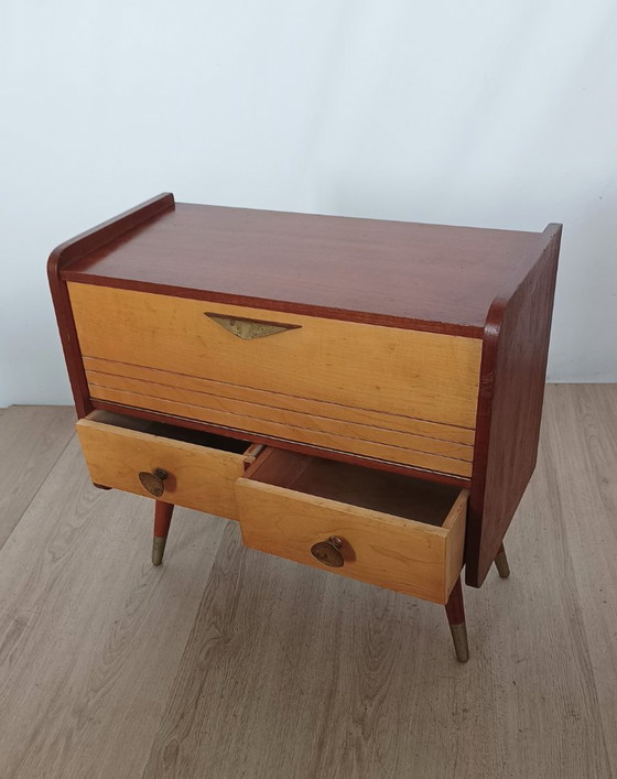 Charming Fifties Hall Cabinet – DKS kleinmoebel, Nightstands, Wood, Brass (photo 7 of 8)