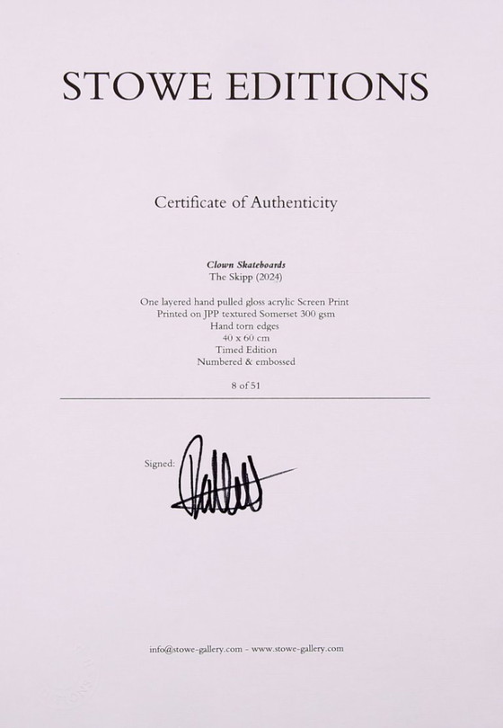 Image 1 of Banksy - Clown Skateboards / The Skipp- Serigrafia, certificata e limitata