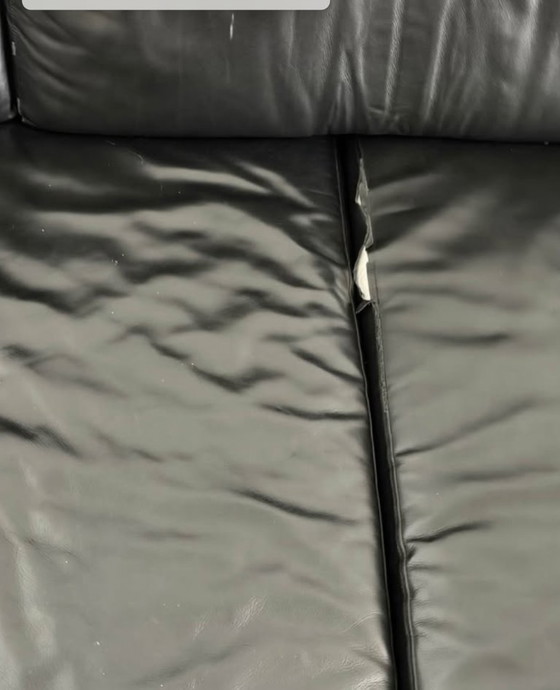 Edra L'homme et la femme black leather couch, 3-5 seaters (photo 6 of 8)