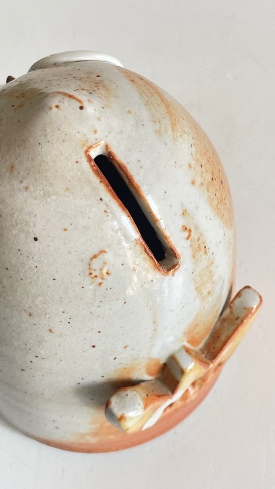 Image 1 of Tirelire Chouette en Grès Émaillé Vintage