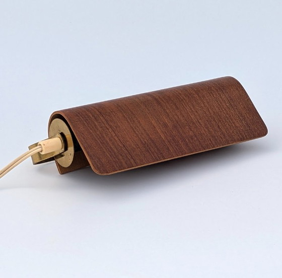 Image 1 of Lampada da lettura svedese da parete in teak e ottone anni '50