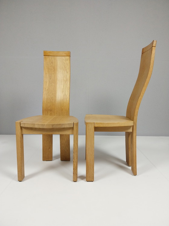 Image 1 of 8 x Vintage Oak Dining Chairs by Van Den Berghe Pauvers