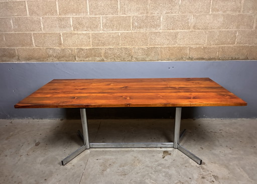 Vintage Dining Table Chrome Teak Minimalist – eettafels, Wood