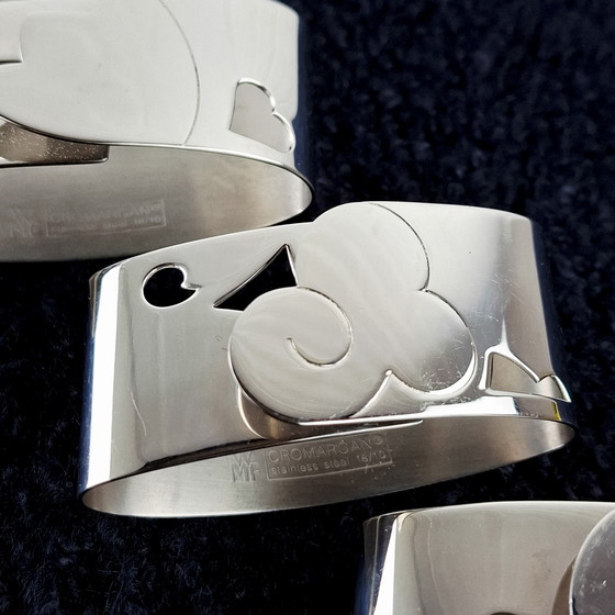 Image 1 of 5 anelli per tovaglioli vintage in acciaio inox WMF Cromargan art deco