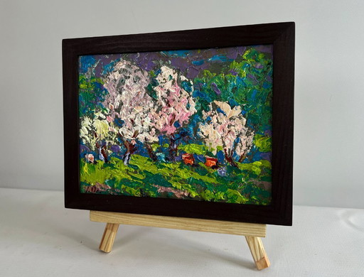 Original Oil Painting Spring Flowers Landscape Spring Blossom