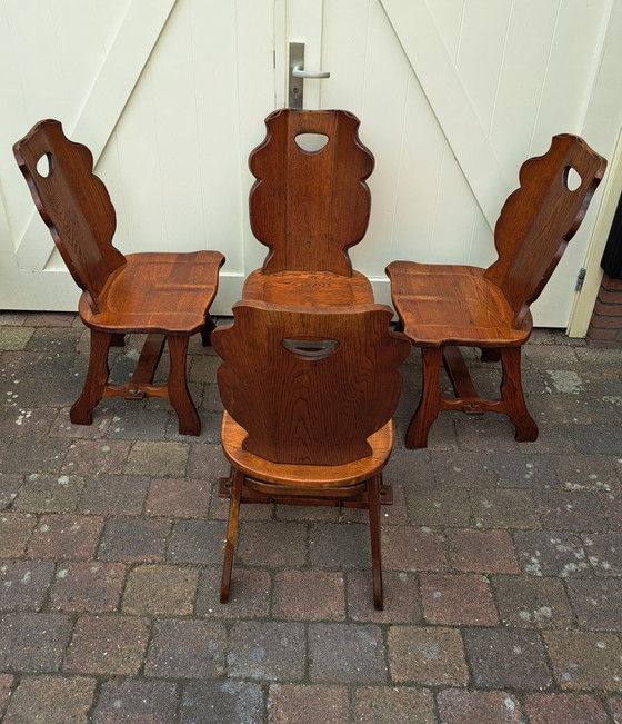 Image 1 of 4x Sedie brutaliste in rovere.