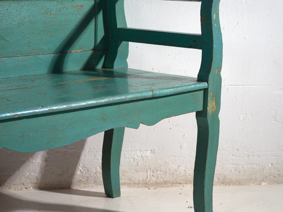 Antique green painted bench in pine wood – Central Europe, circa 1910 – Benches (photo 25 of 40)