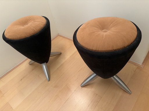 Twee Leolux Tam Tam Bongo Stoelen, Alcantara Bi-Color