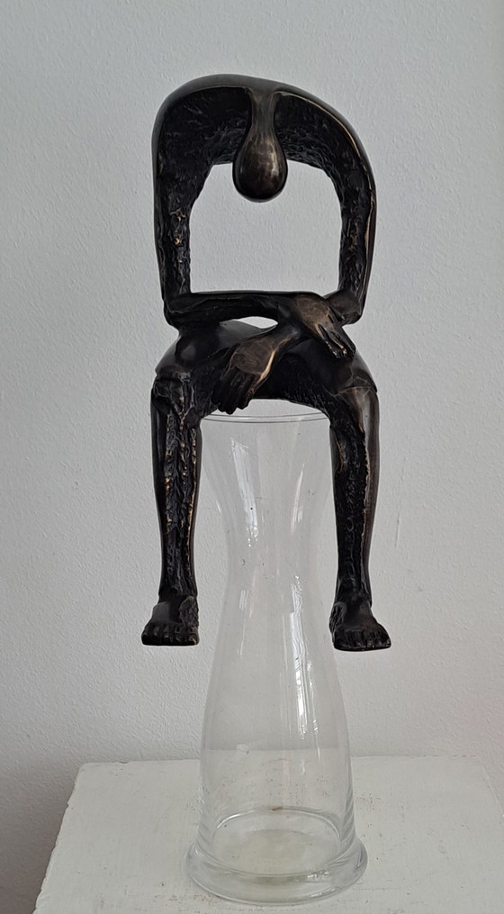 Image 1 of Bronze statue of a man, Melancholy