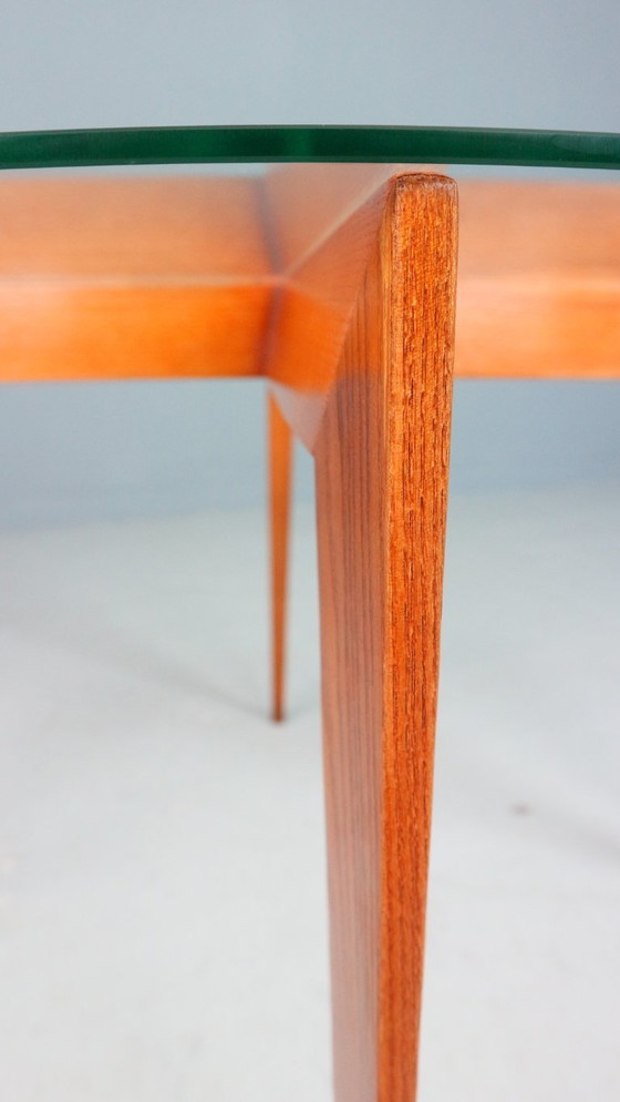 Image 1 of Table basse Gio Ponti pour Isa Bergamo en chêne avec plateau rond en cristal, 1957
