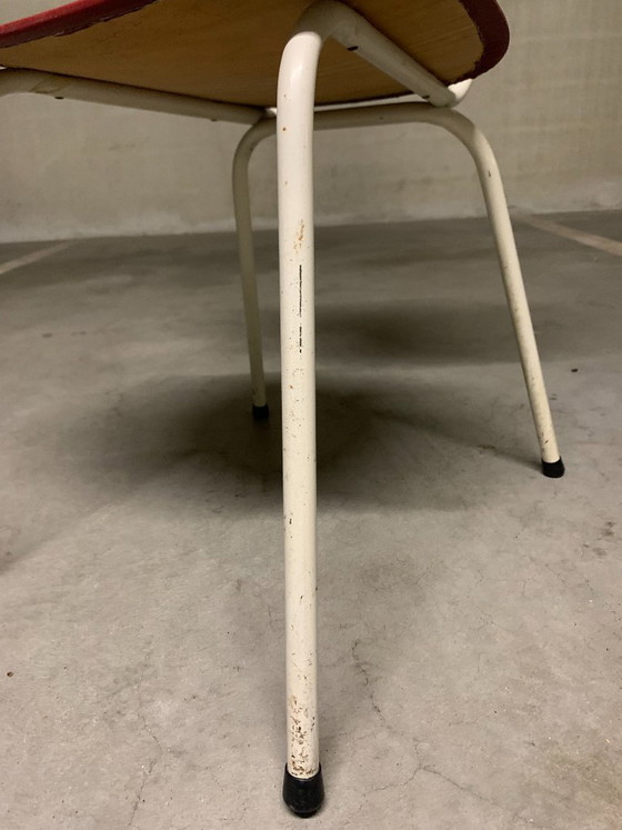Vintage Dining chair red/white with tubular frame – Skai, Metal (photo 8 of 9)
