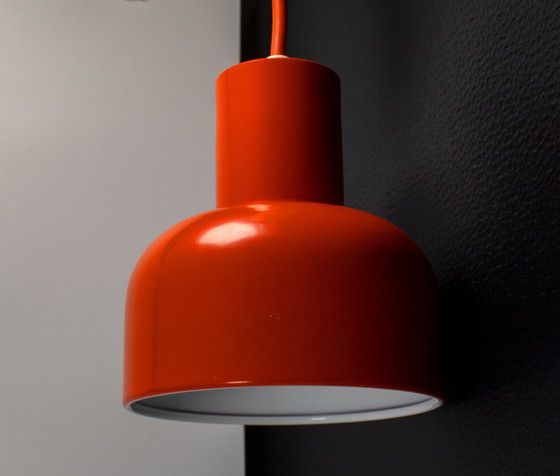 Image 1 of 4 X Hiemstra Vintage Hiemstra Lampe pendante en métal orange Lampe pendante rétro 70's
