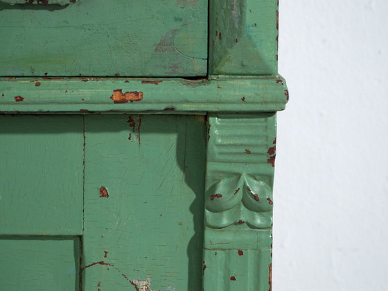 Central European chest of drawers with original green paint – Tyrol, circa 1890 – Brass, Rustic (photo 40 of 40)