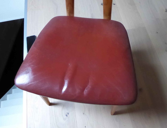 Image 1 of 3x Vintage Holz/Leder Stuhl