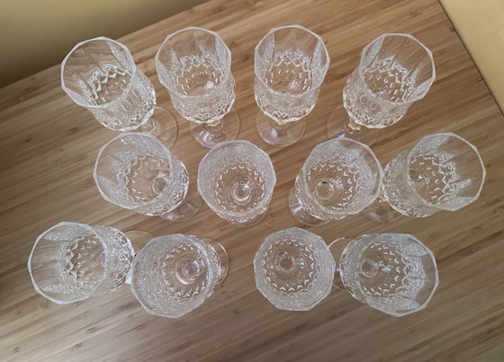 Image 1 of 12 kleine 12cl "Longchamp" Cristal d'Arques vintage glazen