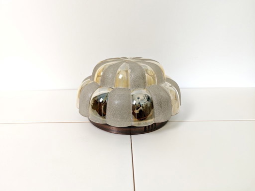 XXL Vintage-Klarglas-Deckenleuchte / Mid Century Modern Wandleuchte / Flush Mount Wandleuchte / mundgeblasenes Glas / Jugoslawie