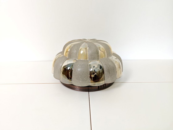 Image 1 of XXL Plafoniera in vetro trasparente d'epoca / Sconce di metà secolo moderno / Lampada da parete ad incasso / Vetro soffiato a ma