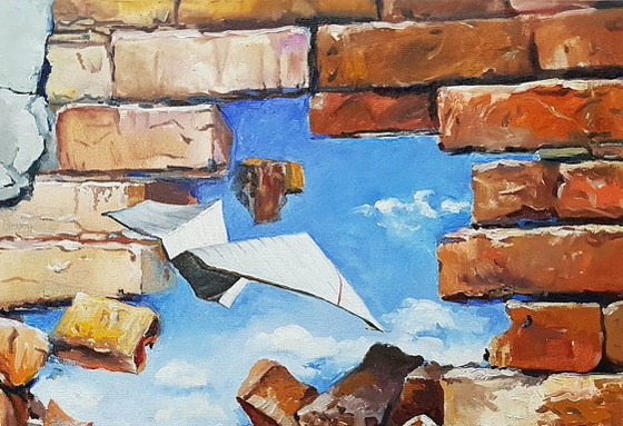 Original Oil Painting Modern Art Landscape Sky The Wall – Paintings & Drawings, Canvas (photo 5 of 7)