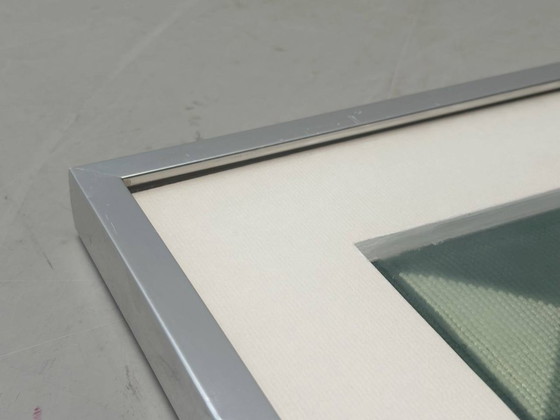 Image 1 of Geometric textile picture in an aluminum frame, 1970s