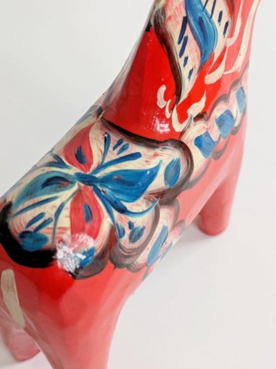 Image 1 of Set van 2 vintage Zweedse Dala-paardjes van hout, handgeschilderd, Scandinavisch decoratief cadeau.