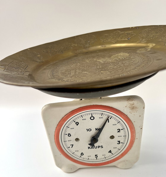 Image 1 of Grote oosterse messing wandplaat – handgegraveerd – Turkije, circa 1930-1950