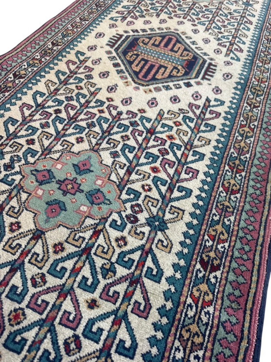 Image 1 of Handgeknoopte Kazak loper wit 73x315cm