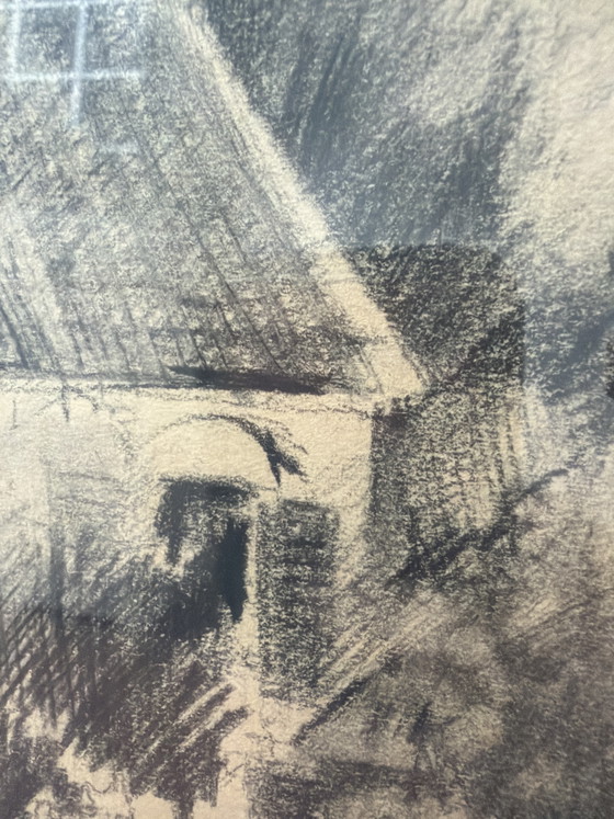 Original Pencil Drawing by Jan Jetten, 2 Farms – Paintings & Drawings, Glass, Paper (photo 3 of 6)