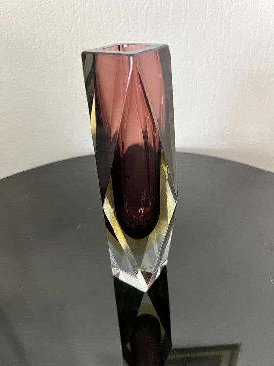 Mid-Century Murano faceted Sommerso glass vase (Luigi Mandruzzato) (photo 2 of 12)