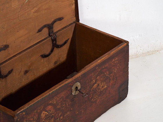Baule antico dipinto con motivi floreali e serratura in ferro (c.1820) #47 – Cassettiere, Iron (photo 28 of 40)