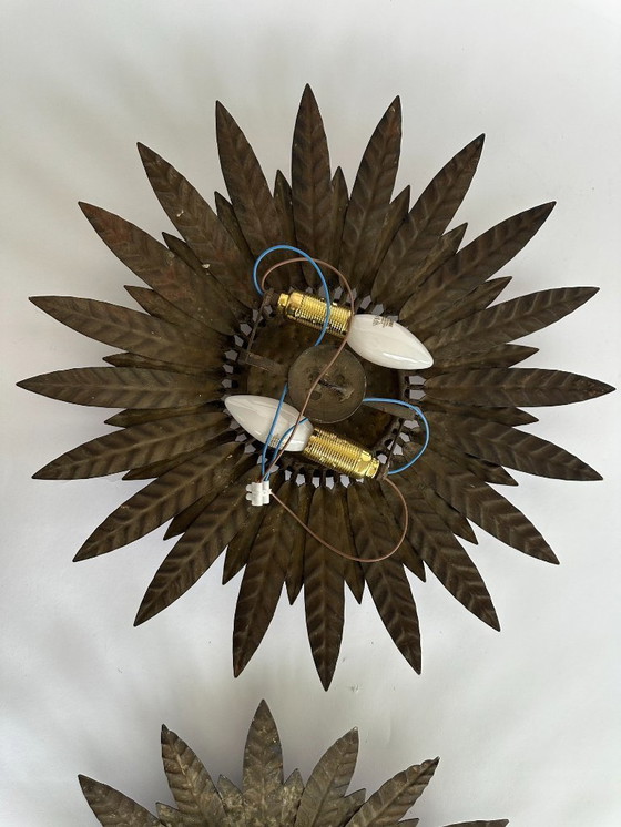 Image 1 of Pair of Vintage Spanish Sunburst Wall Lamps, 1950s–60s