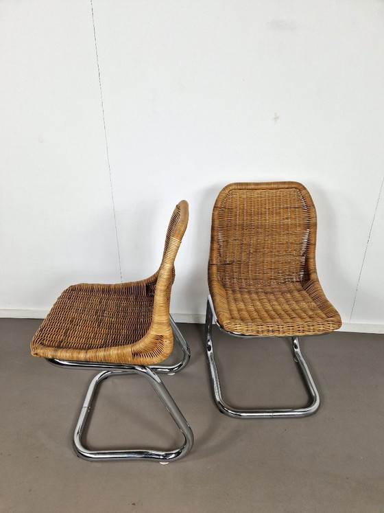 Image 1 of Juego de dos sillas Rohé Noordwolde | Ratán y cromo