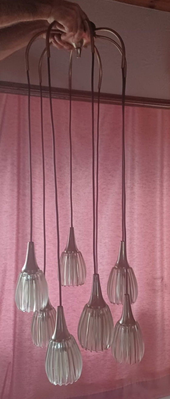 Image 1 of Gaetano Sciolari Vintage Cascade Hanglamp (1.20m) – 8-Lichts Jaren 70