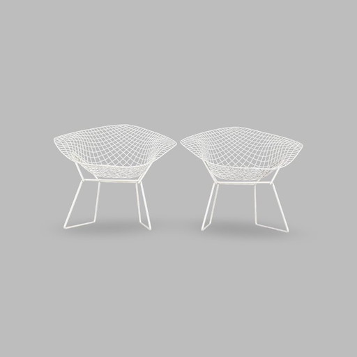 Ensemble de 2 chaises Diamond de jardin Knoll, design Harry Bertoia