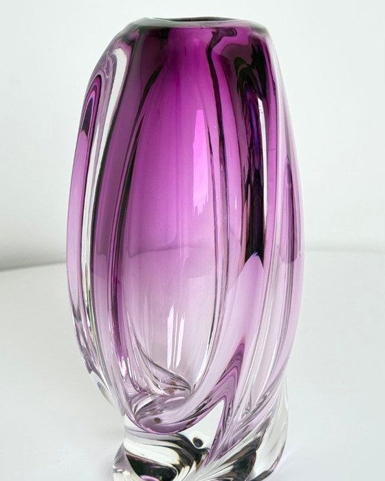 Image 1 of Val Saint Lambert “Milette” Crystal Vase by René Delvenne – Belgium, 1960s