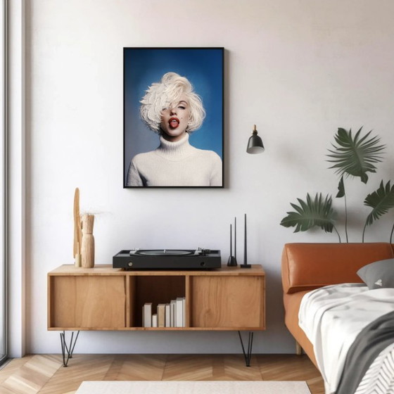 Marilyn Monroe Porträt Kunstdruck, Kunstdrucke, Papier, Blau, Modern (Foto 3 von 5)