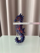 Sculture di cavalluccio marino in ceramica, blu e arancione