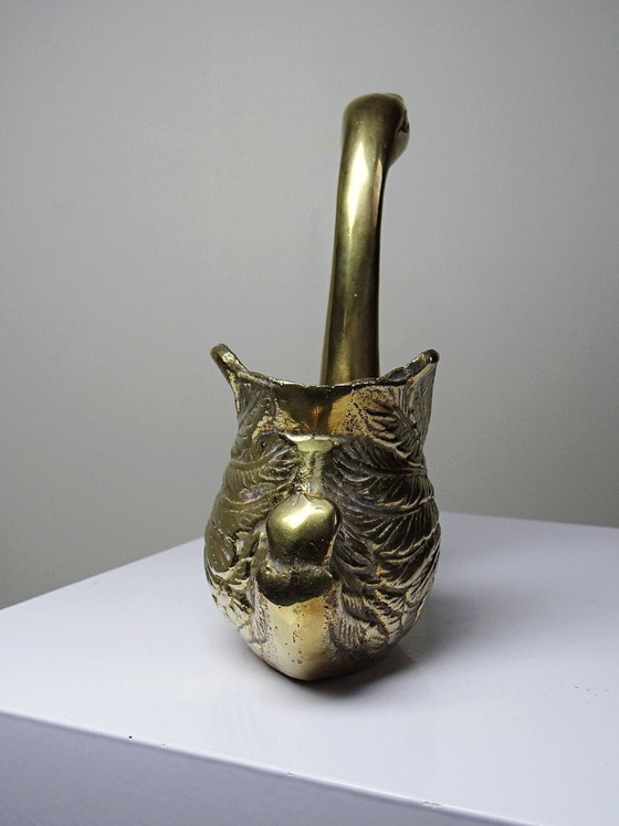 Image 1 of Vintage swan planter/trinket dish in cast gold brass, 1970s-80s