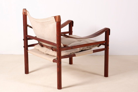 Image 1 of Fauteuil Sirocco d'Arne Norell en frêne et toile, Suède des années 1960