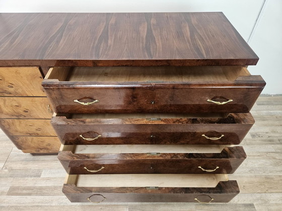 Image 1 of 1940s Art Decò sideboard in walnut and blond walnut