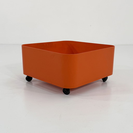 Jardinière orange sur roues modèle 4682 par Anna Castelli pour Kartell, années 1970