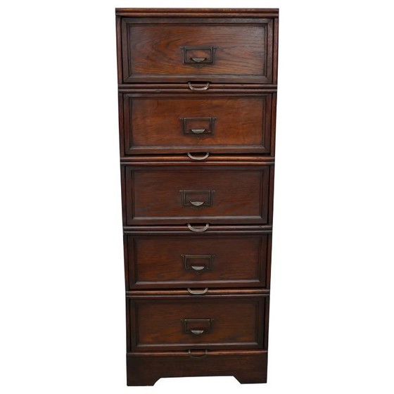 Image 1 of Armario de farmacia/archivador de roble belga con puertas plegables, década de 1920/1930