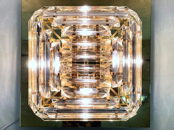 Image 1 of Plafonnier ceiling lamp with triedri glass rods, 70s 80s Hollywood Regency Venini style
