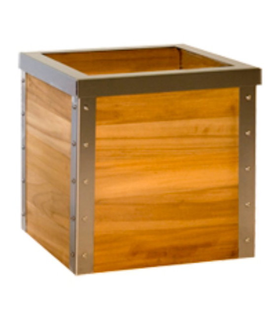 Image 1 of Lotto unico di fioriere realizzate in acciaio inossidabile e legno di teak