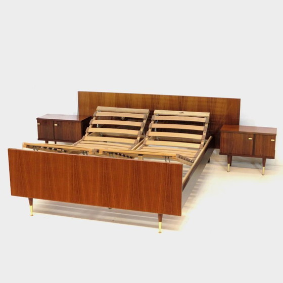 Image 1 of Lit double vintage en palissandre, design milieu du siècle, années 1960